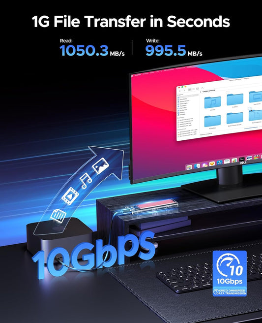 ORICO M.2 NVMe SSD Enclosure, USB 3.2 Gen 2 (10 Gbps), Transparent External Solid State Drive Adapter Enclosure for 2280 2260 2242 2230 PCI-E M2 M-Key SSD, USB Type C Converter Case-TCM2 Red