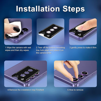 for Samsung Galaxy S24 Plus Camera Lens Protector, Individual Metal Ring Tempered Glass Lens Cover, [Strong Adsorption] Scratch Resistant Ultra-Thin HD Clear Lens Cover, 1 Set-Purple