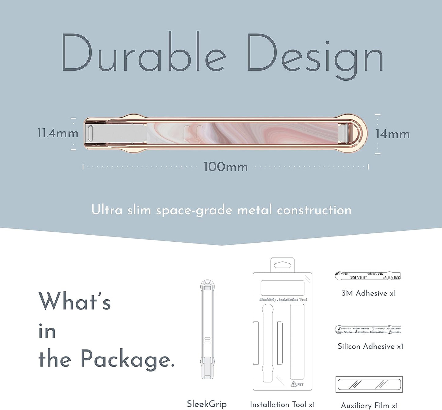 SleekGrip Premium: Swappable Phone Stand & Phone Grip - Ultra Thin Convertible Grip Holder Fits Most iPhone and Android Cases, Phone Strap Compatible with Wireless Chargers and Car Mounts