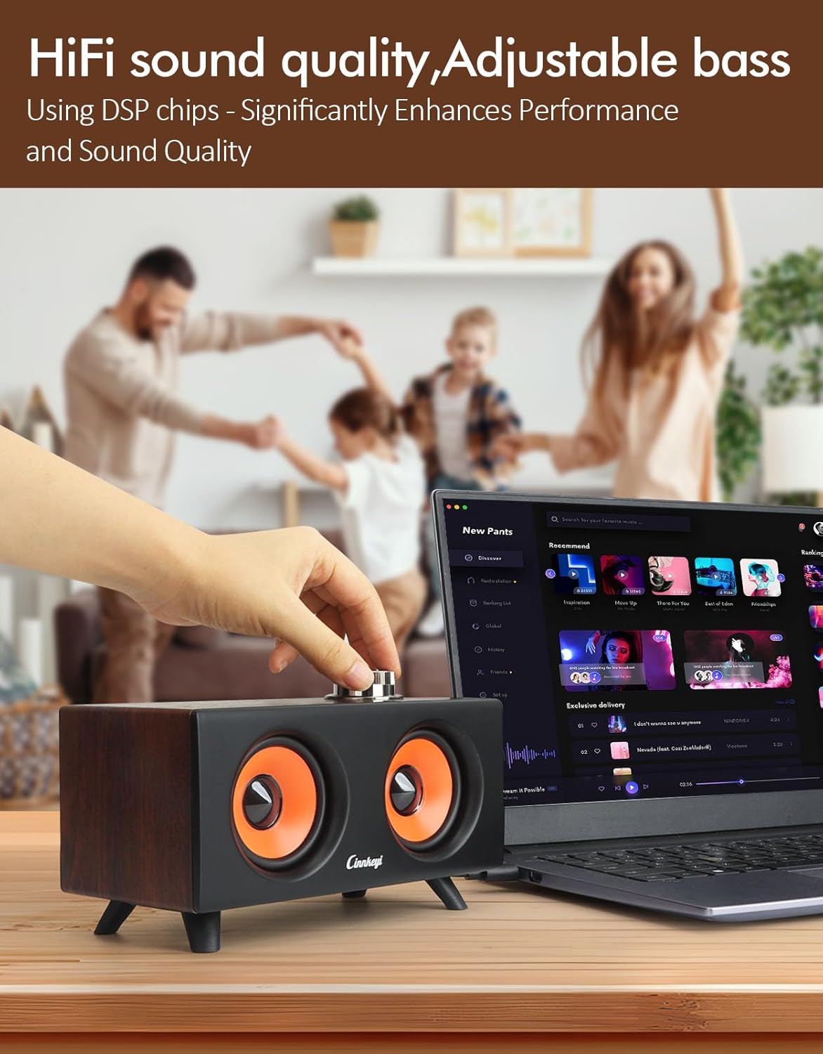 2.1 Computer Speakers with Subwoofer, Stereo Mid-High Dual Speakers, Bluetooth/USB Dual Mode PC Speakers, Volume Knob Control, Desktop Sound System for Laptop/PC/Tablet