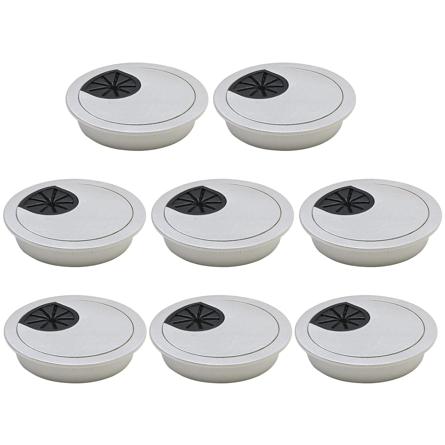 Desk Grommet 2-3/8" (60 mm), Desk Cord Hole Cover, Cable Grommet ABS Plastic, Desk Hole Grommet for Office and Home Table Cable, Detachable Cable Cord Organizer (Silver Sand 8 Pcs)