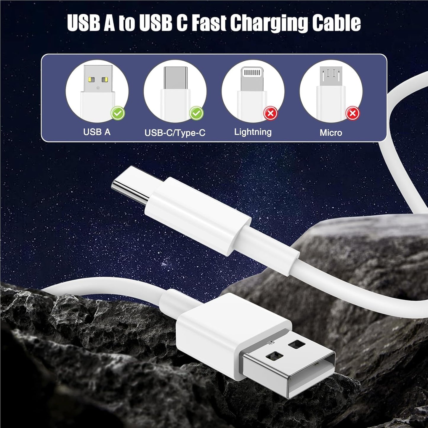 3-Pack [10FT+6FT+3.3FT] Car Carplay Cable USB A to USB C Cable for iPhone 16 15 Pro Plus Pro Max，for iPad Pro/Air/Mini，for Samsung Galaxy S25/S24/S23，for MacBook Pro/Air and More