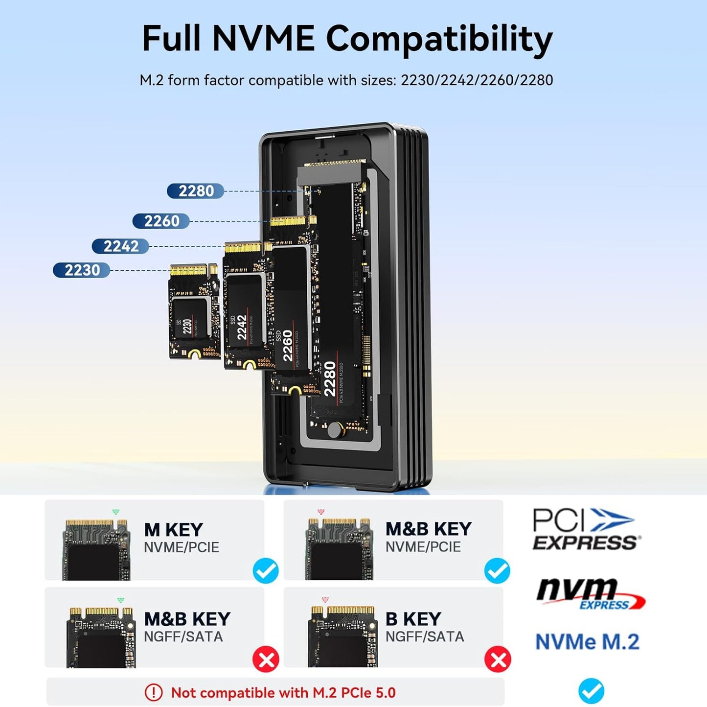 ANYOYO 80Gbps M.2 NVMe SSD Enclosure with Cooling Fan, Aluminium Alloy Enclosure Compatible with Thunderbolt 5/4/3/USB4, Support M/B+M Key SSD, Tool-Free Installation (TB502PRO)