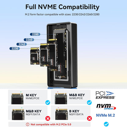 ANYOYO 80Gbps M.2 NVMe SSD Enclosure with Cooling Fan, Aluminium Alloy Enclosure Compatible with Thunderbolt 5/4/3/USB4, Support M/B+M Key SSD, Tool-Free Installation (TB502PRO)