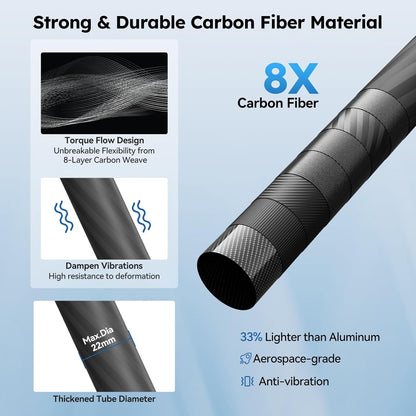 SIRUI Lightweight Carbon Fiber Mini Travel Tripod with Two-Section Center Column, Max Height 26", Supports 22lbs (AM-223+SL-100)