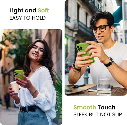 FireNova for iPhone 14 Pro Case, Silicone Upgraded [Camera Protection] Phone Case with [2 Screen Protectors], Soft Anti-Scratch Microfiber Lining Inside, 6.1 inch, Sprout Green