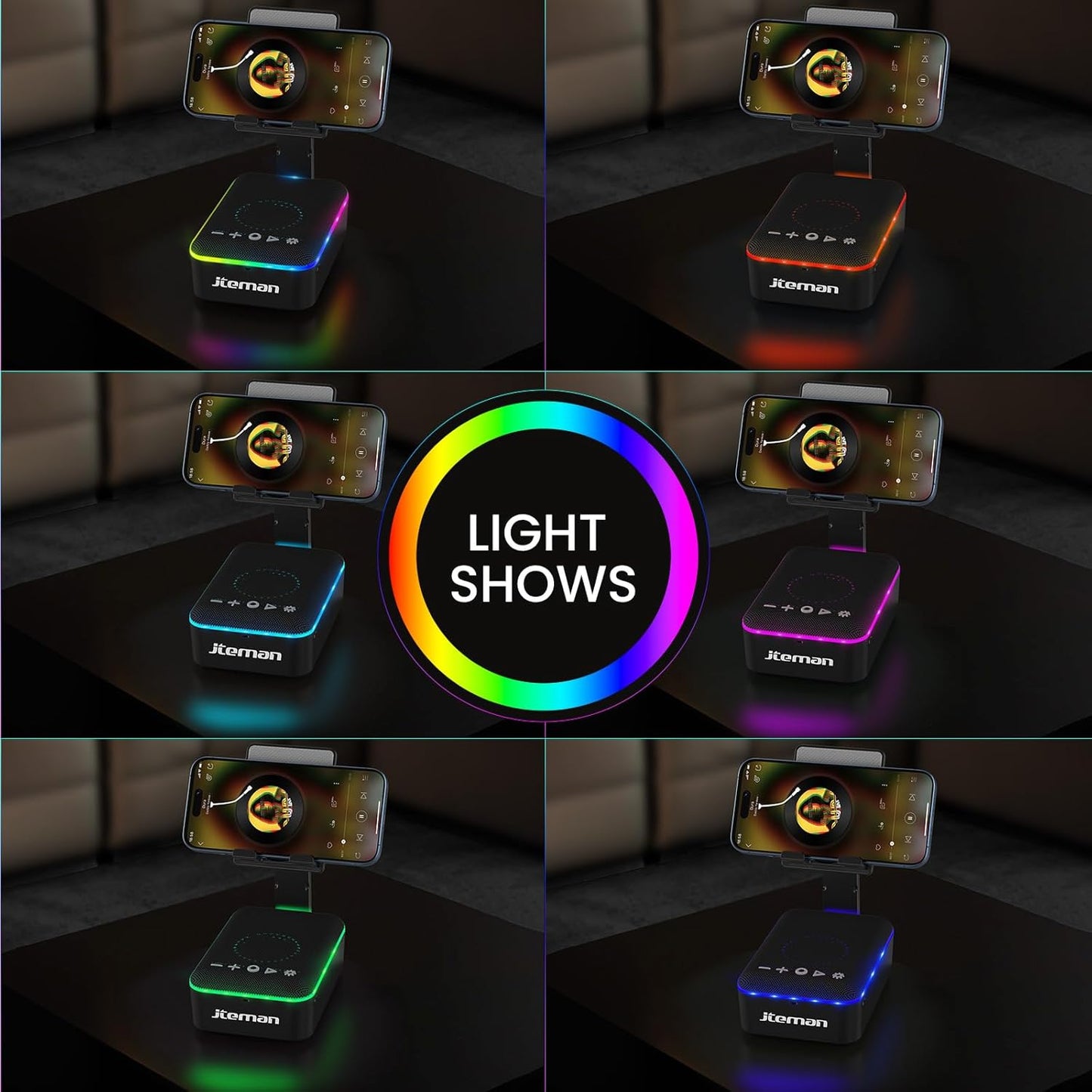 JTEMAN Gifts for Men Women,Cell Phone Stand with Bluetooth Speaker,LED Light,and Lanyard,Cool Tech Gadgets,Unique Birthday Gifts for Men Husband Mom Dad