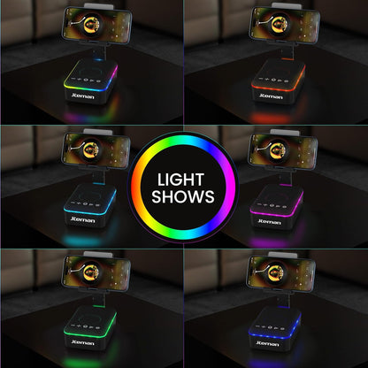 JTEMAN Gifts for Men Women,Cell Phone Stand with Bluetooth Speaker,LED Light,and Lanyard,Cool Tech Gadgets,Unique Birthday Gifts for Men Husband Mom Dad