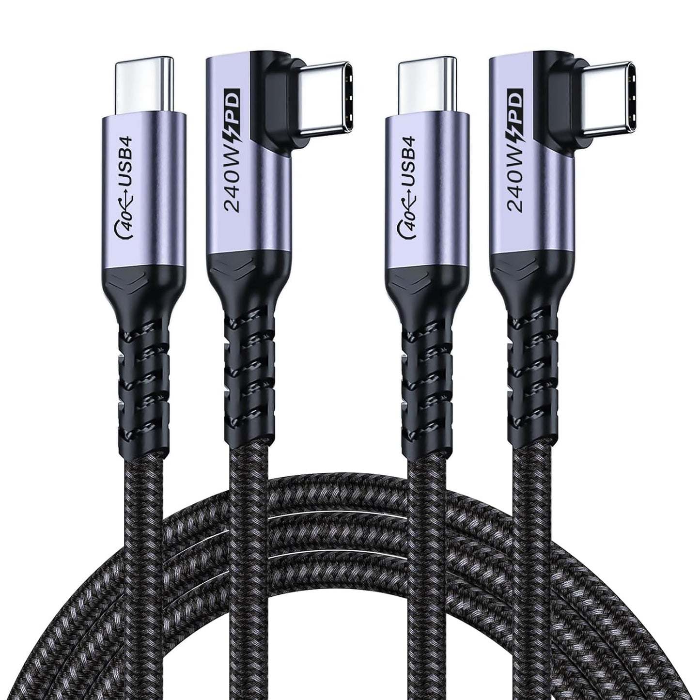 USB-C to USB-C Cable 6.6FT 2-Pack, 240W USB4, 40Gbps Data, 8K/60Hz, 5K/60Hz, 4K/144Hz Monitor Cable, Thunderbolt 4 Compatible, iPhone 16/15 Pro Max