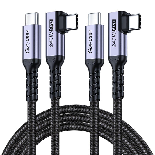 USB-C to USB-C Cable 6.6FT 2-Pack, 240W USB4, 40Gbps Data, 8K/60Hz, 5K/60Hz, 4K/144Hz Monitor Cable, Thunderbolt 4 Compatible, iPhone 16/15 Pro Max