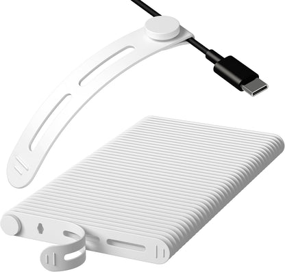 40Pcs Nearockle Reusable Cable Ties, Adjustable Silicone Cord Organizer Small Zip Ties for Charging Cords Earphone Computer Wire, Office Desk Cable Management Travel Accessories(White)