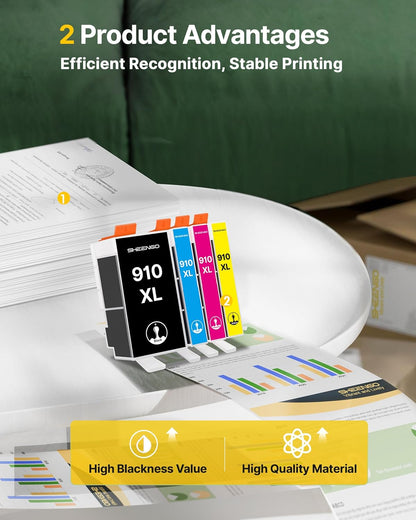 910XL Ink Cartridges for HP Printers (4 Pack) Replacement for HP 910XL Ink Cartridges Combo Pack Use for OfficeJet 8010 8020 Series, Pro 8020, 8030 Series Printer | Black Cyan Magenta Yellow