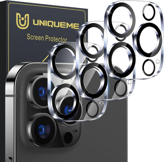 UniqueMe 𝑵𝑬𝑾 𝟮𝟬𝟮𝟮 [ 3 Pack] Compatible with iPhone 12 Pro Max 6.7" Camera Lens Protector Tempered Glass,[Case Friendly][Scratch-Resistant][Does Not Affect Night Shots] -Black Circle