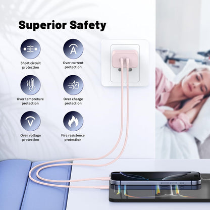 Super Fast Samsung Charger Type C,45W Dual Port USB C Fast Charger Block [2-Pack] & Extra Long 60W 3/6/6/10FT USB C Cable - PD Quick Charging 3.0 for Samsung Galaxy S25 Ultra/S24+/S23 iPhone 16