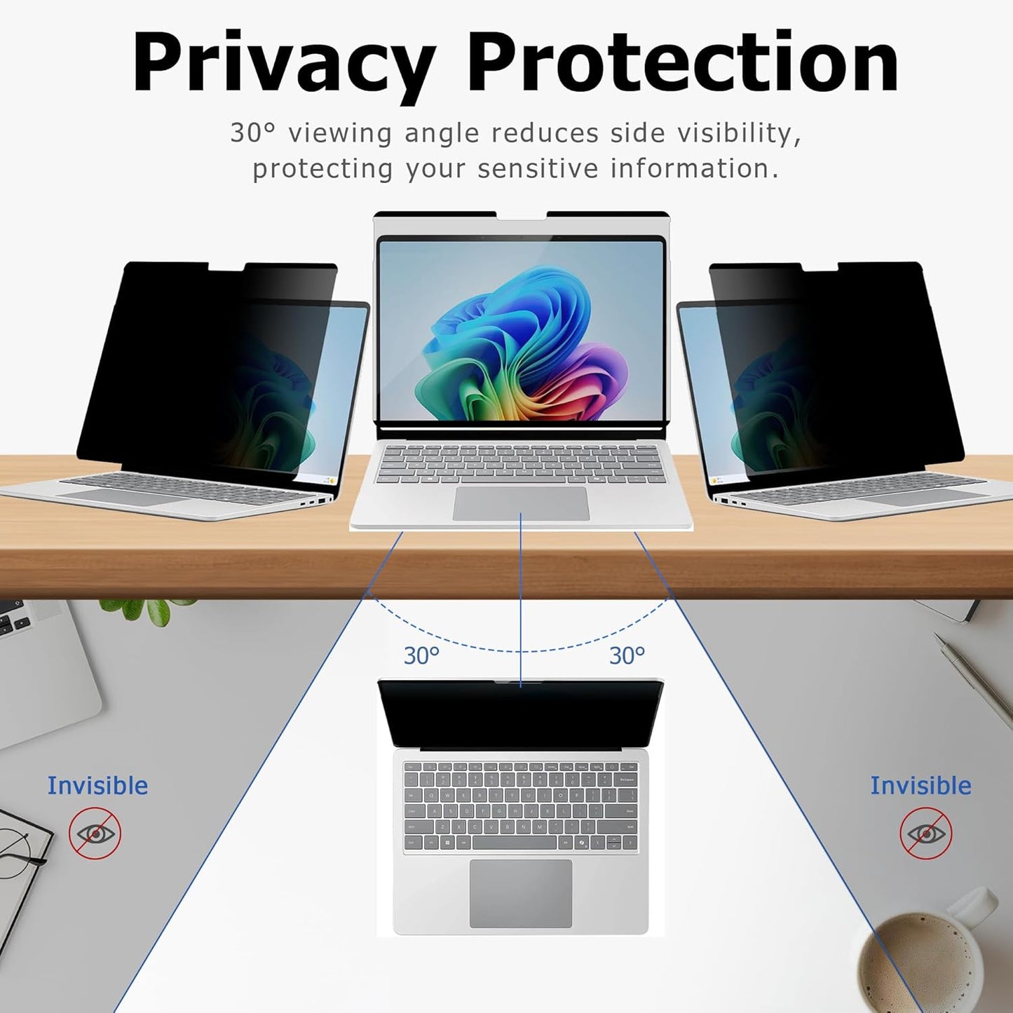 Megoo Privacy Screen for Surface Laptop 13 inch (2025), Magnetic Anti-Spy Film, Anti-Glare, Blue Light Filter, Washable Nano Adhesive, Removable Design