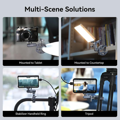 SMALLRIG Camera Mount Clamp, Ballhead Magic Arm and Adapter for Gopro, Camera Monitor Mount with 1/4"-20, 3/8"-16 Threaded Holes, Super Clamp for Gopro/DSLR/Stabilizer