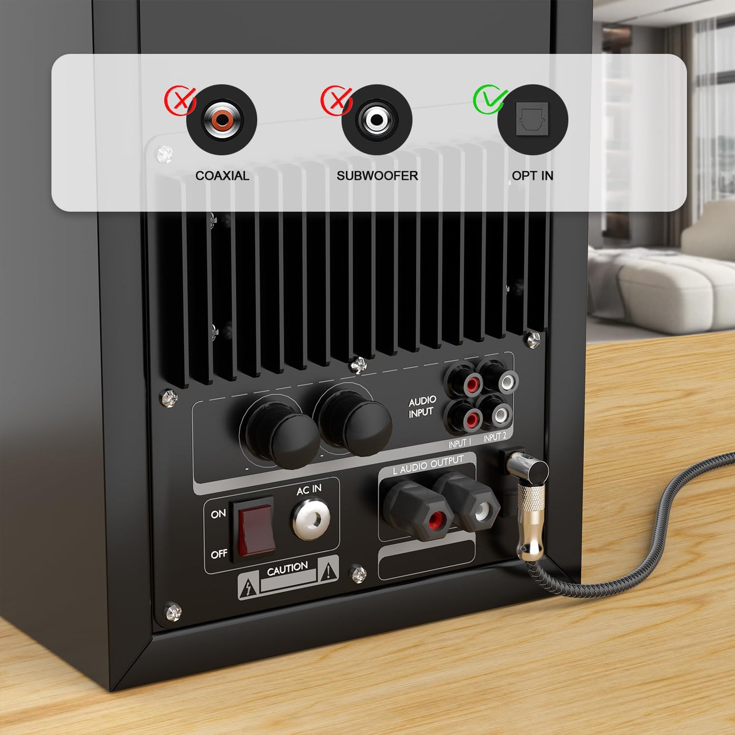 EMK Premium 24K Gold-Plated Right Angle Optical Cable – 90° Toslink to Toslink (0.5M/1.5Ft), 360° Rotatable for Soundbars, TVs & Home Theater