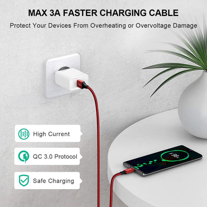etguuds 6ft USB A to USB C Cable 3A Fast Charging, 2-Pack USB A to USB Type C Charger Cord for iPhone 16 15 Pro/Pro Max/Plus, for Samsung Galaxy S24 S23 S22 S21 S20 S10 A55 A54 Flip Note, Moto, Red
