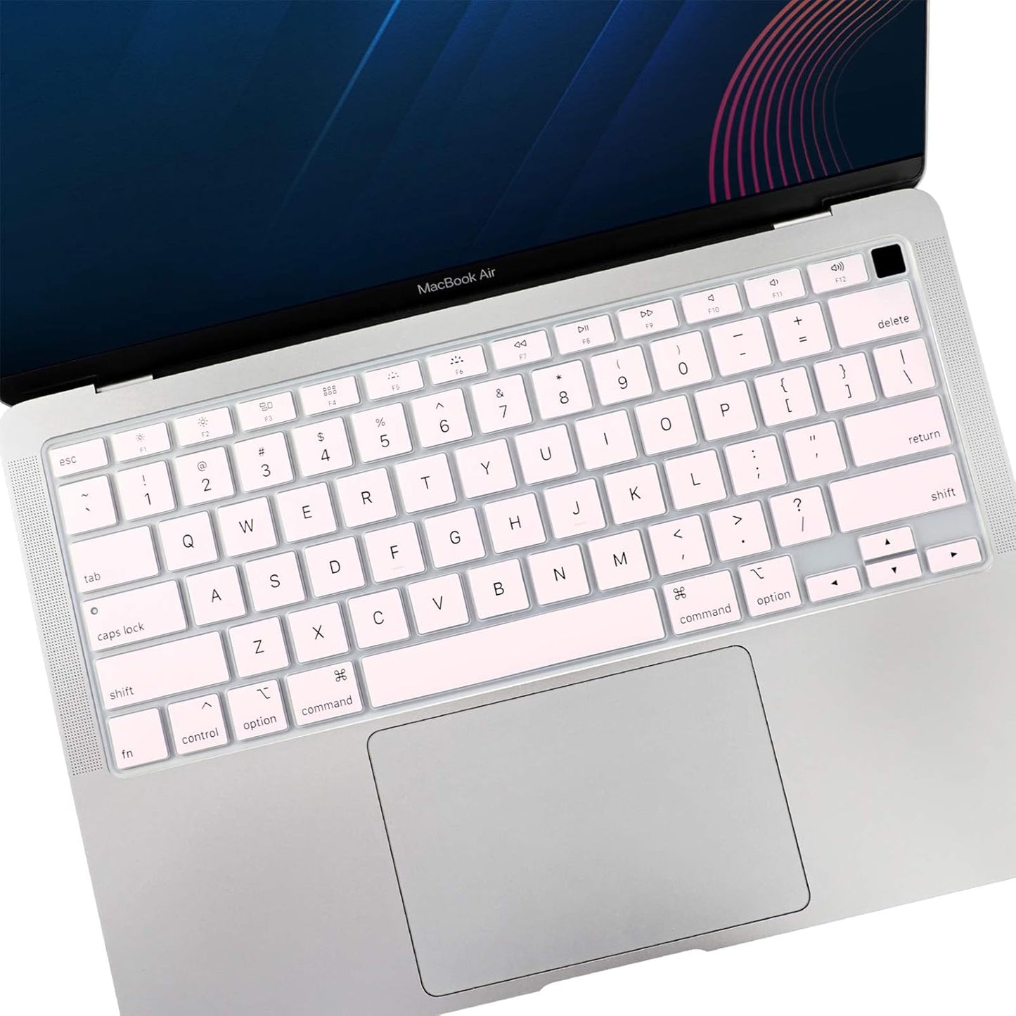 Allinside Silicone Keyboard Cover for New MacBook Air 13 inch A2179 Released in 2020 with Touch ID and Retina Display US Version, Light Pink