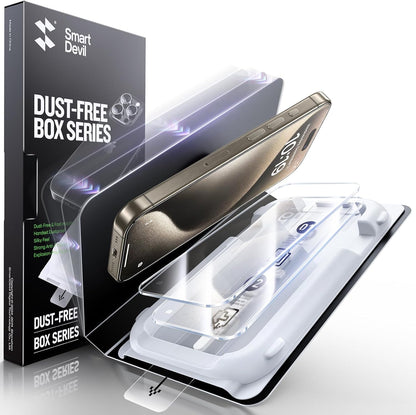 SMARTDEVIL 3 Pack Screen Protector for iPhone 13 Pro Max/14 Plus, Bubble-and-Dust-Free Box, HD Tempered Glass, Military Grade Shatterproof & Ultra Durable, Easy Installation