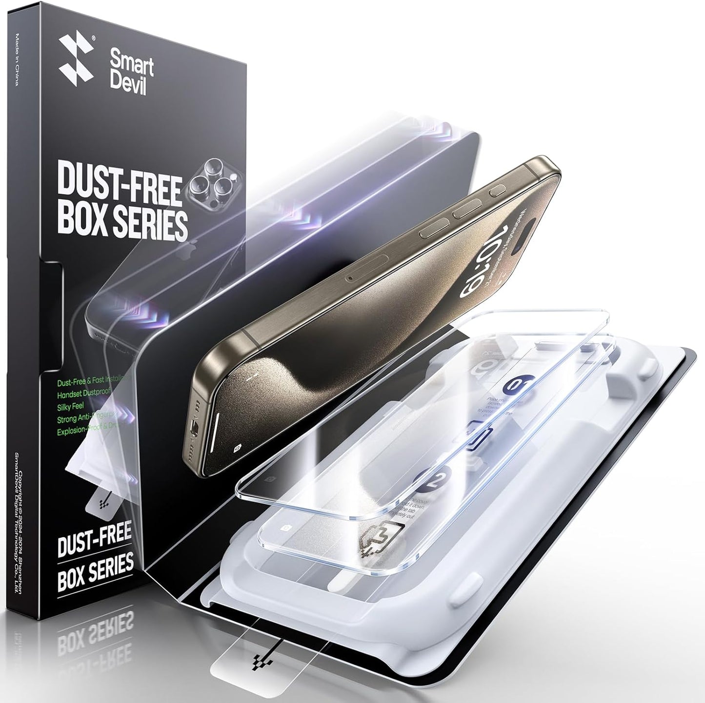 SMARTDEVIL 3 Pack Screen Protector for iPhone 14 Pro Max, Bubble-and-Dust-Free Box, HD Tempered Glass, Military Grade Shatterproof & Ultra Durable, Easy Installation