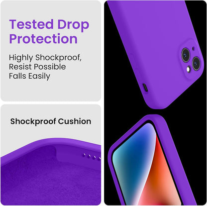 FireNova Designed for iPhone 13 Case, Silicone Upgraded [Camera Protection] Phone Case with [2 Screen Protectors], Soft Anti-Scratch Microfiber Lining Inside, 6.1 inch, Neon Purple