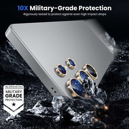 WSKEN for Samsung Galaxy S25 Ultra Camera Lens Protector - Ultra Thin Case Friendly, 9H Shatterproof Tempered Glass with Aluminum Metal Circle Camera Screen Protector Cover Accessories, Glitter Gold