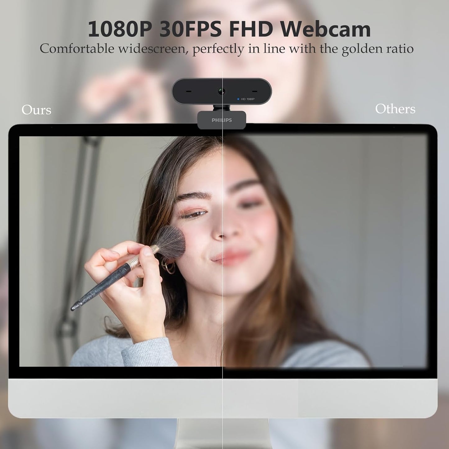 PHILIPS HD 1080P Webcam Camera for PC, SPL6208 Web Camera for Laptop, Dual Microphone Streaming Webcam for Clear Stereo Audio, Plug and Play USB Webcam for Zoom/Skype/Teams, Conferencing and Video