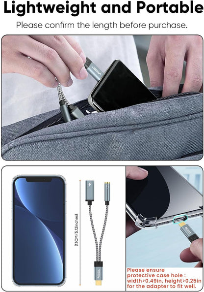 CableCreation USB C to 3.5mm Headphone and Charger Adapter with PD 100W 60W Fast Charging, USB C to Audio Jack Type C to Aux Cord for iPhone 16 15, Galaxy S24/S23/S22 Ultra+, iPad Pro/Air, Pixel 9/8+