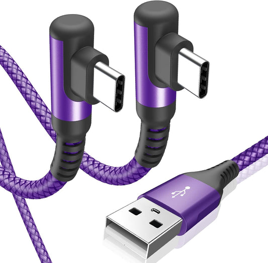 sweguard USB Type C Charger Cable Right Angle [2-Pack,10FT] iPhone 16 Charger Nylon Braided Cord for iPhone 15 16 Pro Max Samsung Galaxy S25 S24 S23 S22 S21 S20 S10 S9 Note A15 A55 Flip Pixel LG Moto