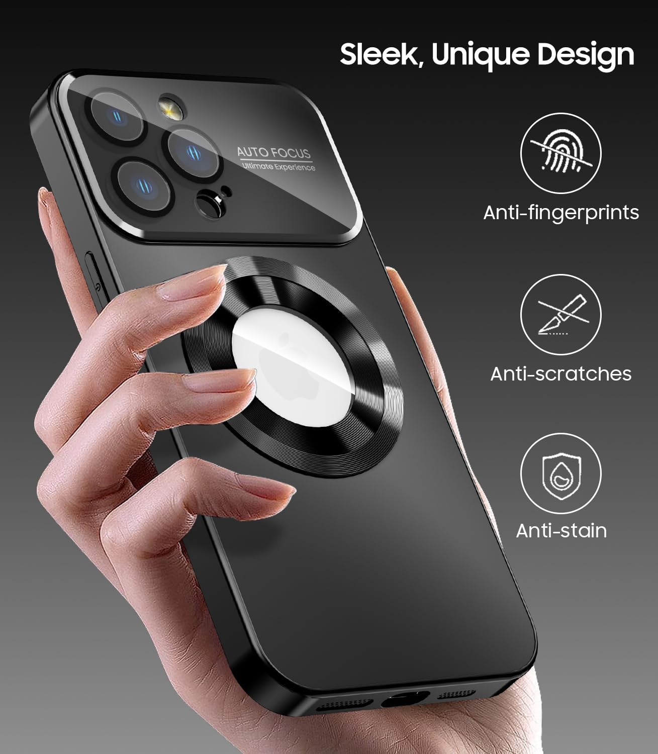 Magnetic for iPhone 12 Pro Max Case, Compatible with MagSafe, Built-in Camera Lens Protector, Logo View, Military Grade Drop Proof Phone Case Cover, Black