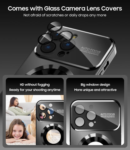 Magnetic for iPhone 13 Pro Max Case, Compatible with MagSafe, Built-in Camera Lens Protector, Logo View, Military Grade Drop Proof Phone Case Cover, Black