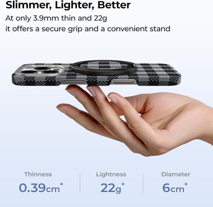 BENKS ArmorPop Magnetic Phone Grip & Stand for MagSafe, 360° Rotation Adjustable Phone Ring Holder for iPhone 17/16/15/14/13/12 Series, Durable Kevlar Design