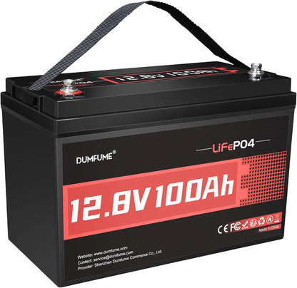12V 100Ah LiFePO4 Lithium Battery Built-in 100A BMS, Group 31 Rechargeable Battery 6000+ Cycles 1280Wh Perfect for RVs MotorHomes, Camper, Marine, Solar System, Boats, and Off-Grid