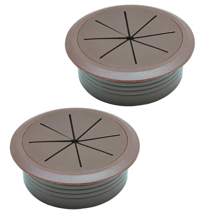 Desk Grommet 2-3/8" (60 mm), Desk Hole Cover for Cables Coffee, Cable Grommet ABS Plastic, Desk Hole Grommet for Office and Home Table Cable, Detachable & Flexible Cable Cord Organizer-2 Pcs