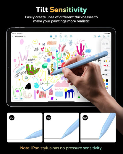 MoKo Pencil for iPad (A16) 11th 10th Gen, Stylus Pen for 2018-2025 Apple iPad 11/10/9/8/7/6/A16, Mini 7/6/5, Air M3/M2 11"/13"/5/4/3, Pro M4 13"/12.9"/11" Tilt Sensitivity, USB-C Fast Charging, Blue