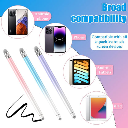 3PCS Stylus Pens for Touch Screens, Stylus Pen for iPhone/iPad/Tablet Android/Microsoft/Surface, Compatible with All Touch Screens(Purple/Pink/Blue)