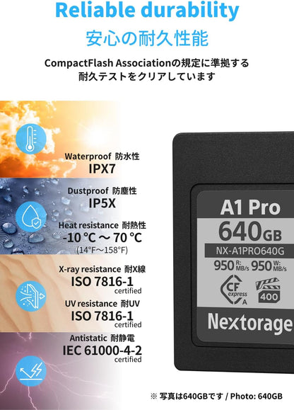 Nextorage Japan CFexpress Type A Card NX-A1PRO 640GB VPG 400 Urtla Fast Read 950MB/s Write 950MB/s