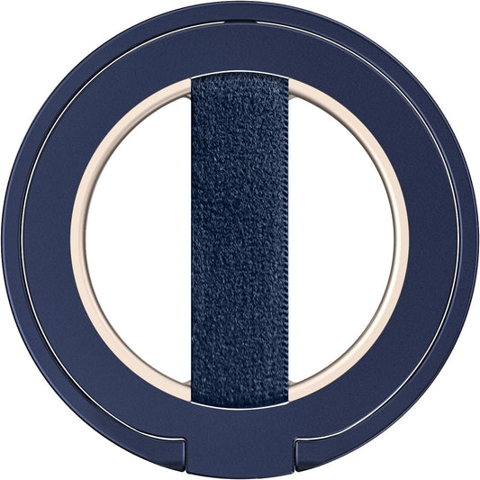 EWA MagOne Ultra Phone Grip Stand with Replaceable Elastic Finger Loop, Removable Magnetic Ring Holder Kickstand Loop, Double-Sided Magnetic Accessories for iPhone 16, 15, 14, 13 Pro/Max/Plus-Blue