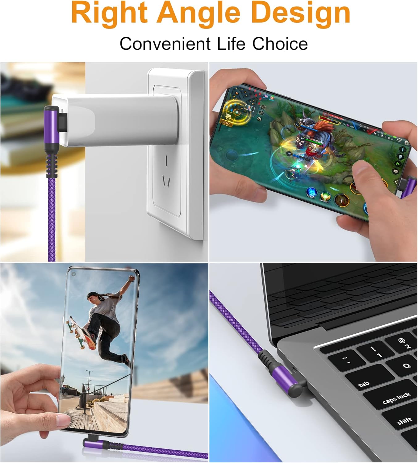 sweguard USB Type C Charger Cable Right Angle [2-Pack,3.3FT] iPhone 16 Charger Nylon Braided Cord for iPhone 15 16 Pro Max Samsung Galaxy S25 S24 S23 S22 S21 S20 S10 S9 Note A15 A55 Flip Pixel LG Moto