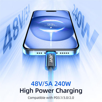 JEYI Thunderbolt 5 Cable 1m/3.3ft 80Gbps,120Gbps Bandwidth 16K/Dual8K,Multi-Screen Display,240W Fast Charging TB5,USB4/3/2,for iPhone 15/16,MacBook Pro/MacBook Air M3/iMac,Dell XPS 13/15(5-Certified)