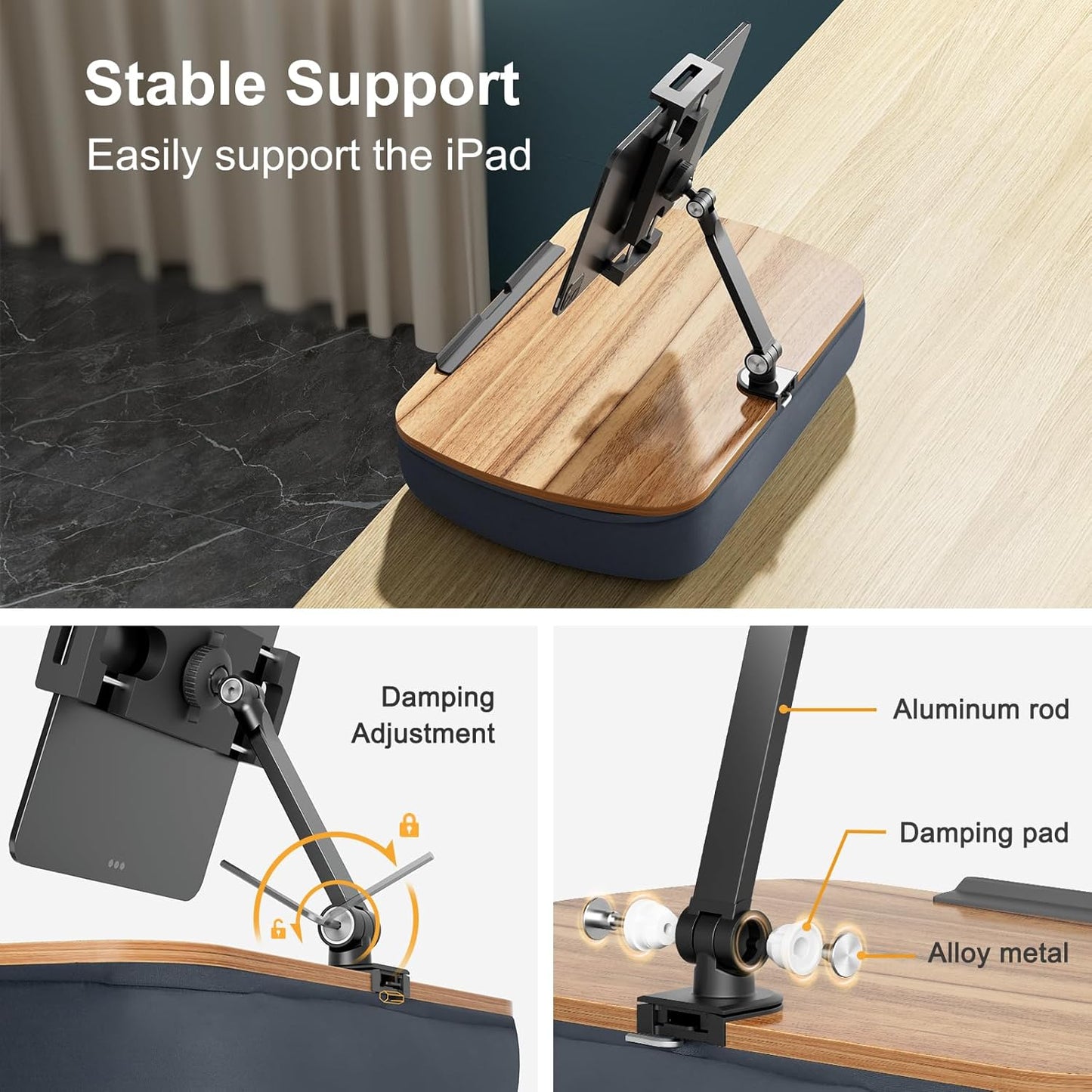 Lap Beanbag Cozy Kindle Pillow Stand for Bed with Adjustable Arm, 360° Tablet Holder, Fits 4.7"-13" Kindle, iPad, Phone, Lap Desk for Hands Free Reading in Bed, Couch, Sofa,Gray