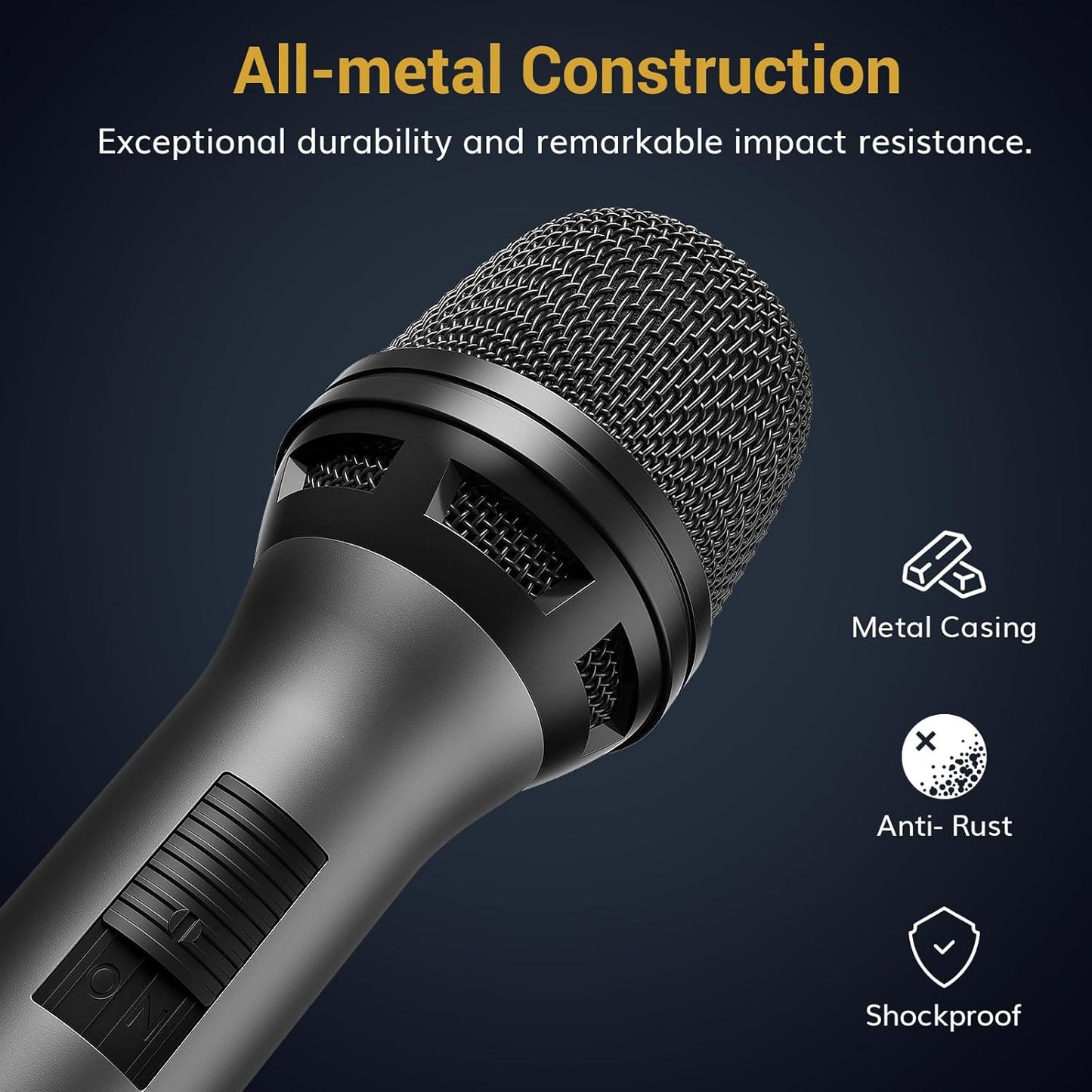 TONOR Professional Vocal Microphone for Singing, Dynamic Handheld Wired Karaoke Mic, Cardioid Studio Microfono with 4.5M XLR to 1/4" Cable, for Speakers/Mixer Machine/Amp/Speech/Karaoke and Outdoors