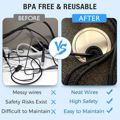 Desk Grommet 2" (50 mm), Desk Cord Hole Cover, Cable Grommet Metal Zinc Alloy Materilal, Desk Hole Grommet for Office and Home Table Cable, Detachable Cable Cord Organizer (Flat Black 1 Pcs)