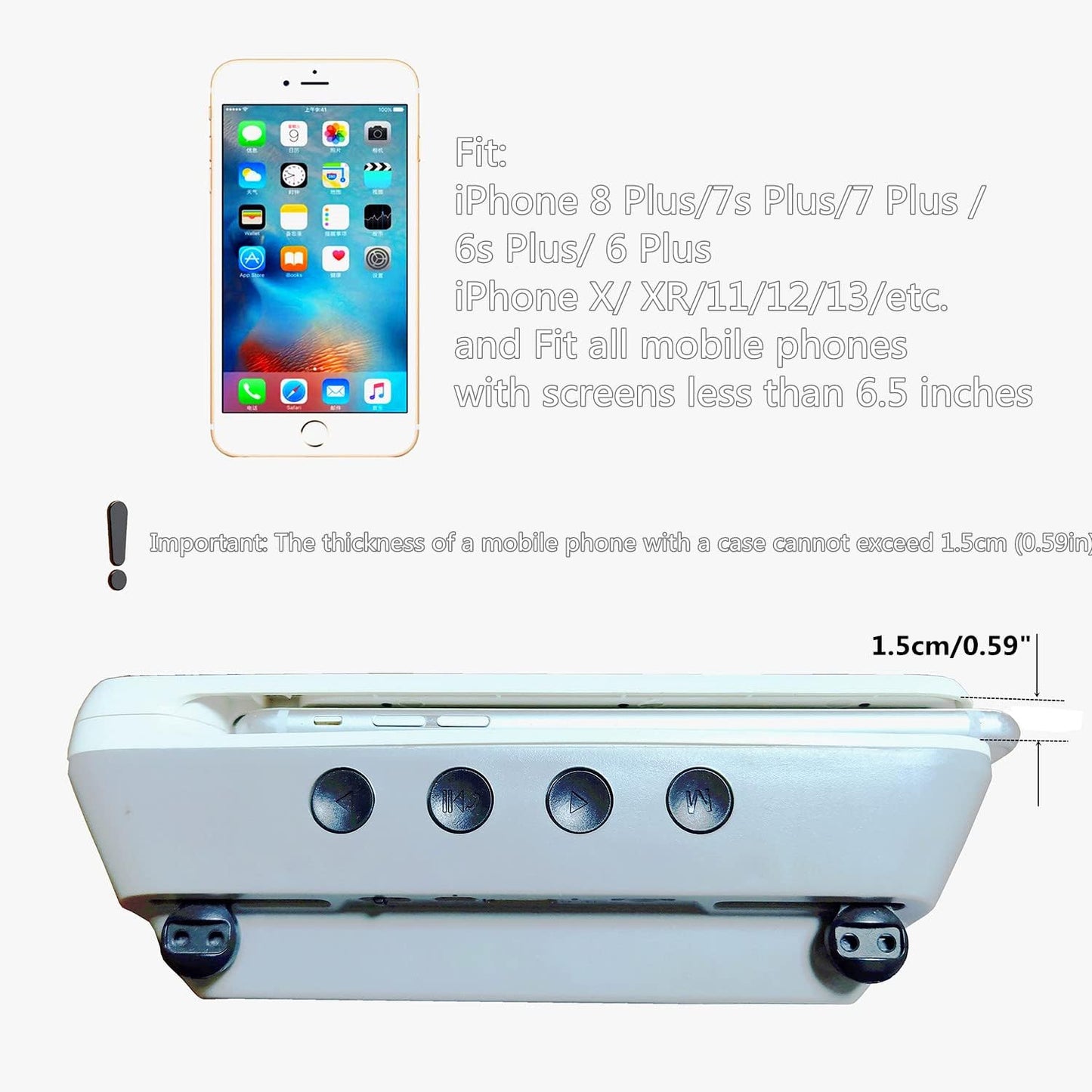 TV Speaker Phone Holder Style Mobile Phone Holder with Speaker Suitable for Smartphones Under 6.5 inches for Men Mens Husband Tester (Front Black and Back Gray)