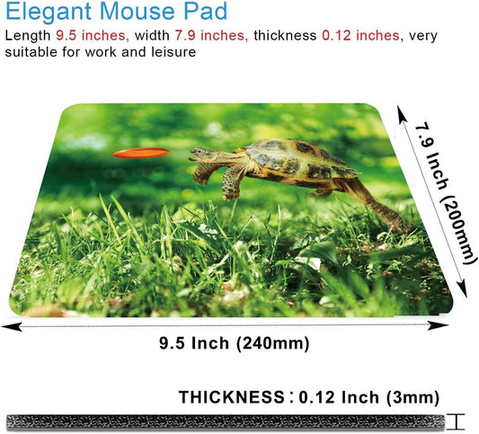 Cute Jumping Turtle Animal Mouse Mat, Square Waterproof Non Slip Rubber Base Mouse Pad for Office Laptop, 9.5"x7.9"x0.12" Inch