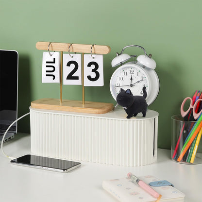 Large Cable Organizer Box for Power Strips, Surge Protectors, Chargers, TV Computer Wires - White