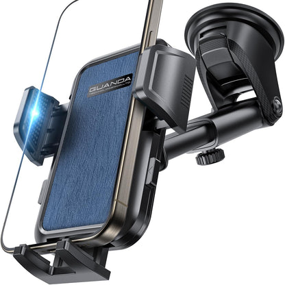 [2025 New] Dashboard Phone Holders for Your Car [Military Grade Stable] Phone Holders for Your Car, Non-Slip Silicone Carbon Fiber Car Phone Mount, Rotatable Suction Cup for All Phone, Blue