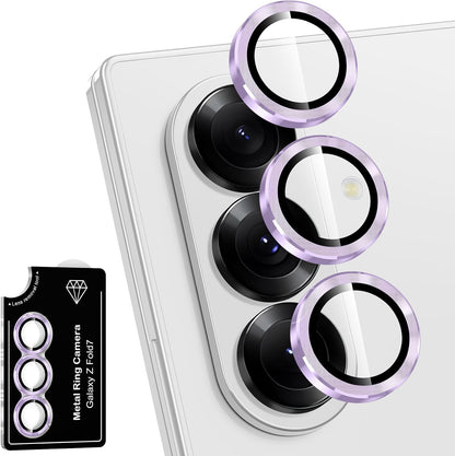 for Samsung Galaxy Z Fold 7 Camera Lens Protector, Individual Metal Ring Tempered Glass Lens Cover, [Strong Adsorption] Scratch Resistant Ultra-Thin HD Clear Lens Cover, 1 Set-Purple