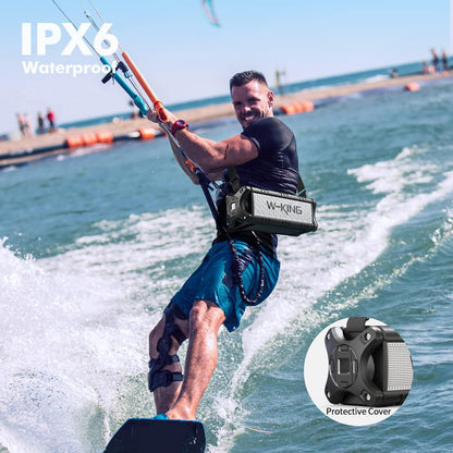 W-KING 90W Peak 50W RMS Powerful Bluetooth Speaker - IPX6 Waterproof, Large Outdoor Portable Wireless Deep Bass, 40H Playtime, Power Bank, TF-Card, AUX, NFC, EQ
